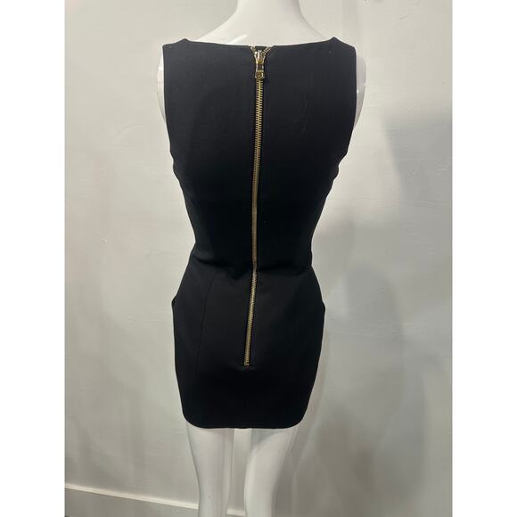 Balmain Wool Button Accent Square-Neck Sleeveless Mini Dress Black Size 34 - Picture 3 of 6